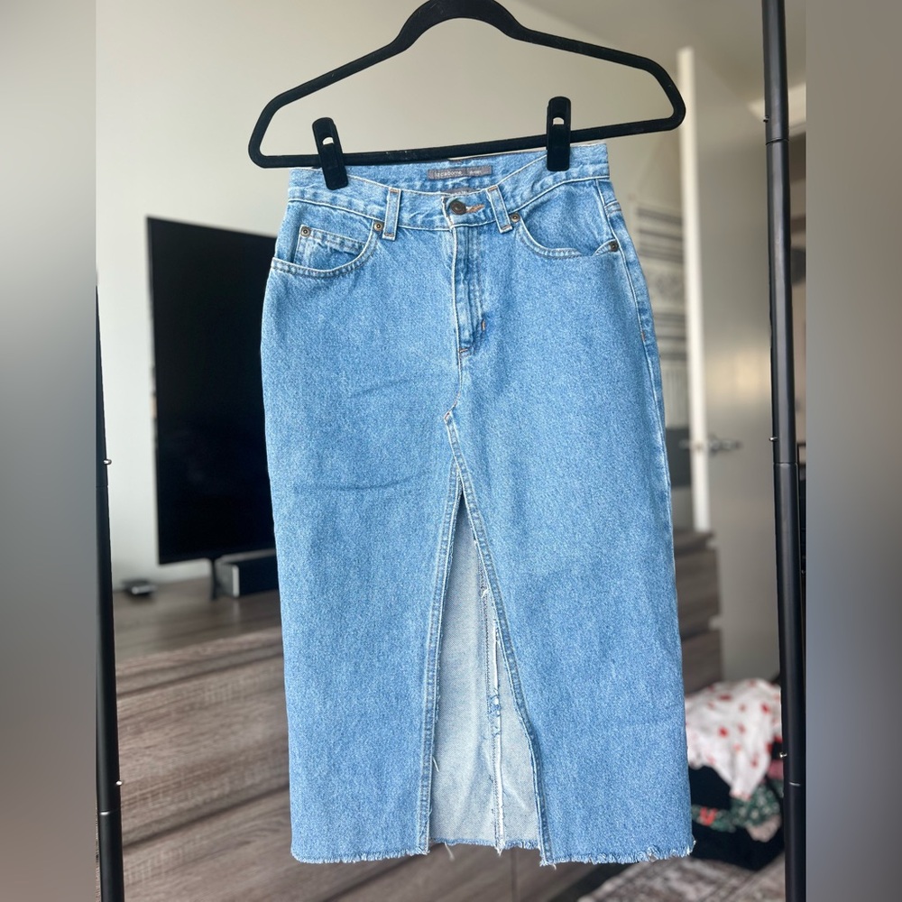 Vintage Liz Claiborne Blue Denim Midi Skirt